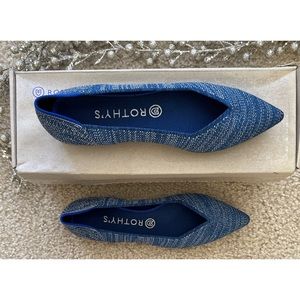 NWT Rothy’s The Point Indigo Heather Flats